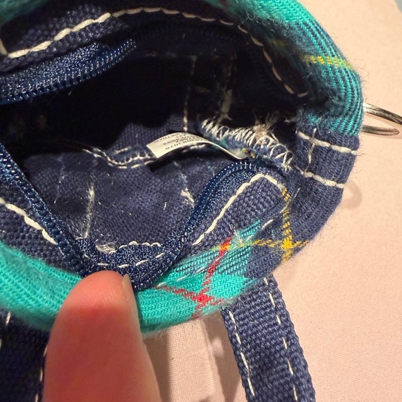 Land’s End Plaid Canvas Micro Tote Keychain/Key Fob - Picture 3 of 4